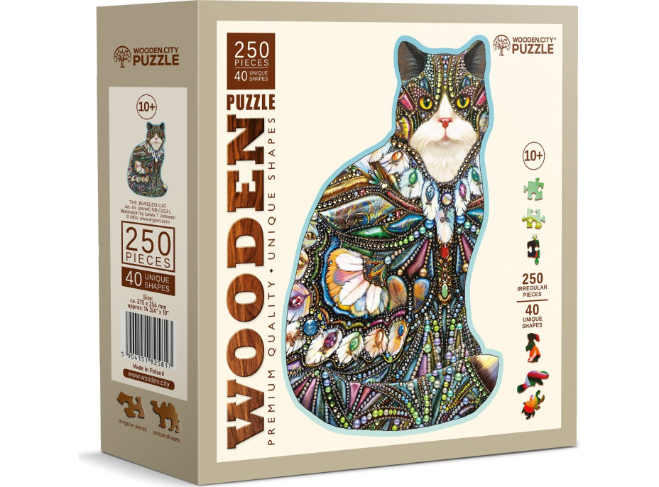 WOODEN CITY Drevené puzzle Ozdobená mačka 250 dielikov