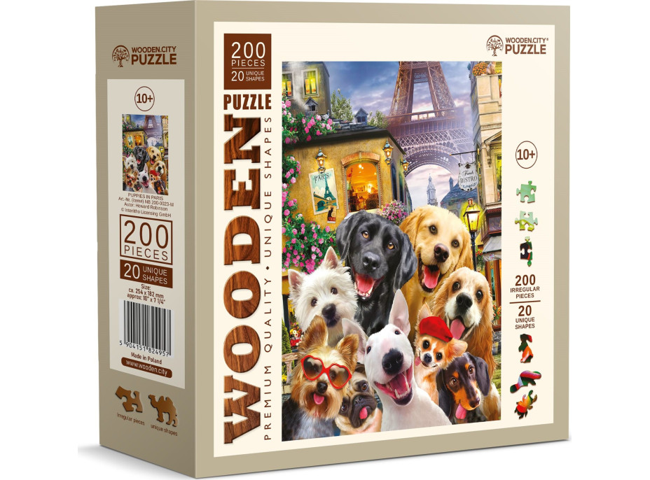 WOODEN CITY Drevené puzzle Šteňatá v Paríži 200 dielikov