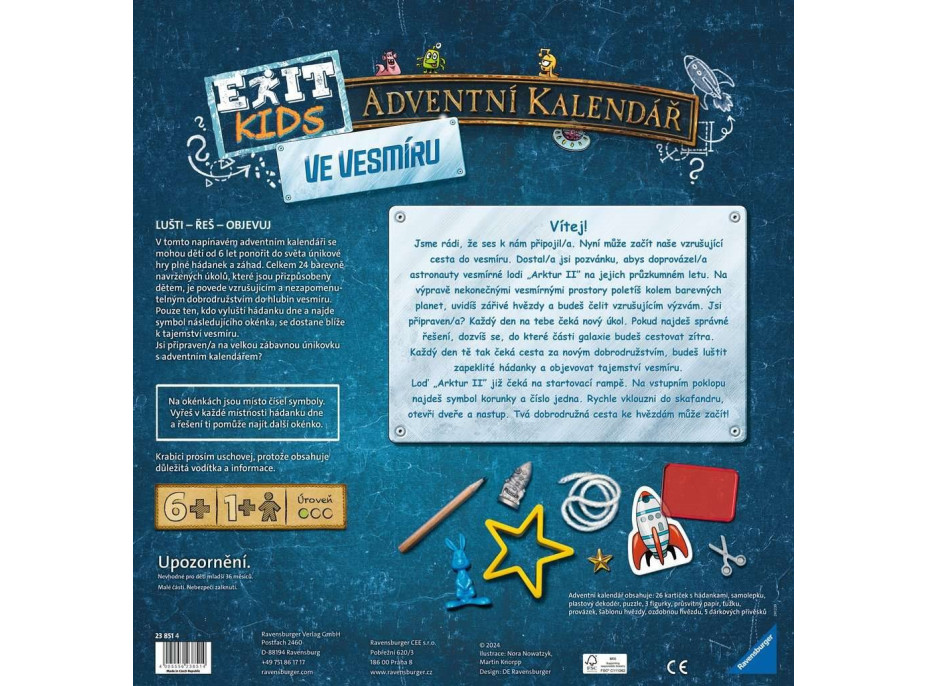 RAVENSBURGER EXIT Kids Adventný kalendár: Vo vesmíre