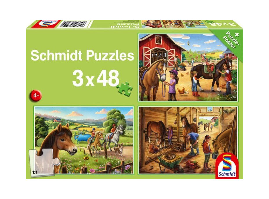 SCHMIDT Puzzle Moje obľúbené koníky 3x48 dielikov