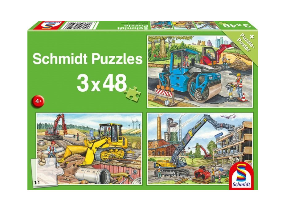 SCHMIDT Puzzle Na stavenisku 3x48 dielikov