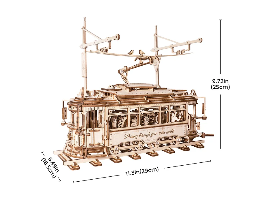 ROBOTIME Roker 3D drevené puzzle Električka 374 dielikov