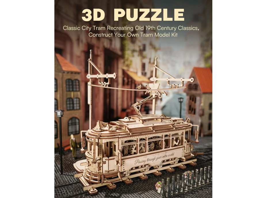 ROBOTIME Roker 3D drevené puzzle Električka 374 dielikov