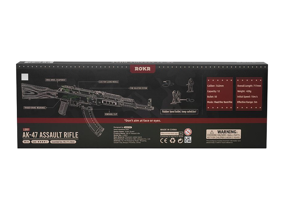 ROBOTIME Roker 3D drevené puzzle AK-47 Assault Rifle 315 dielikov