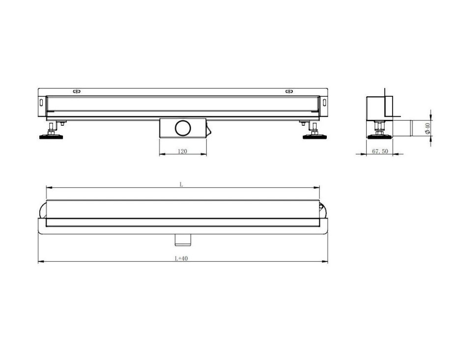 Sprchový žľab do steny MEXEN FLAT WALL 2v1 - zlatý, 90 cm