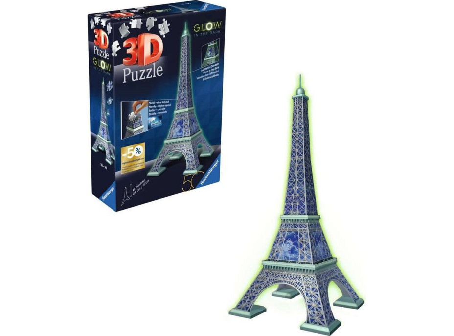 RAVENSBURGER Svietiace 3D puzzle Eiffelova veža 224 dielikov