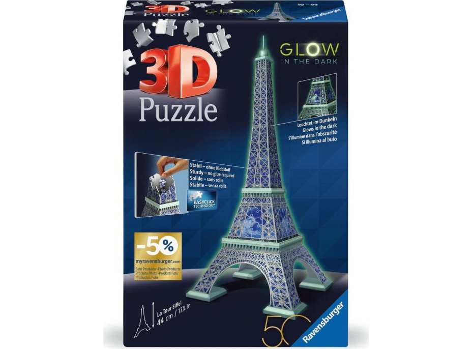 RAVENSBURGER Svietiace 3D puzzle Eiffelova veža 224 dielikov