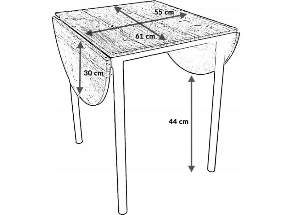 Jedálenský stôl REIN - 115(55)x76x60 cm - rozkladací - dub/čierny