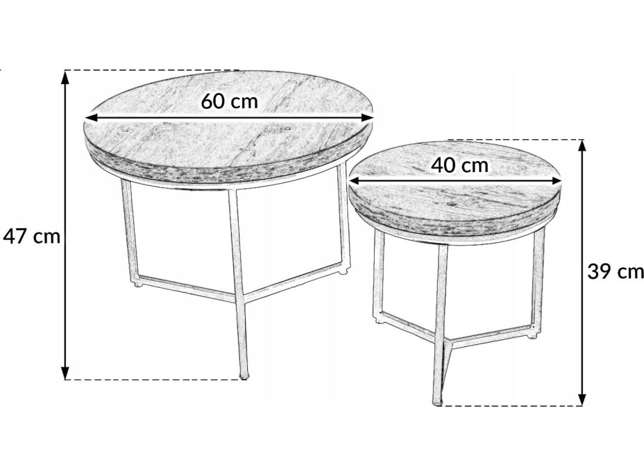 Konferenčný stolík ROUND DUO 2 - dub/čierny - 60x47 cm