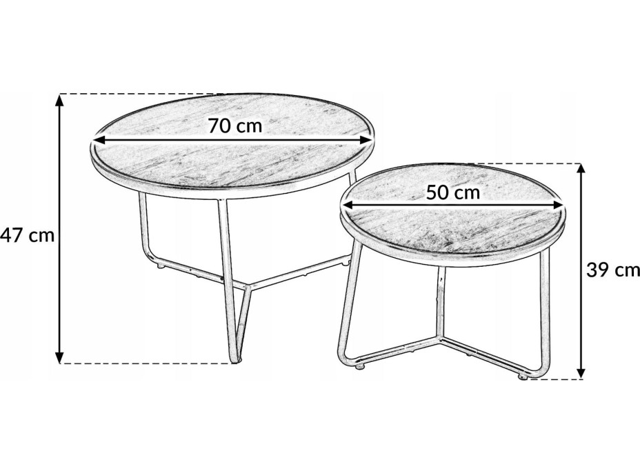 Konferenčný stolík ROUND FRAME - čierny mramor/čierny - 70x47 cm