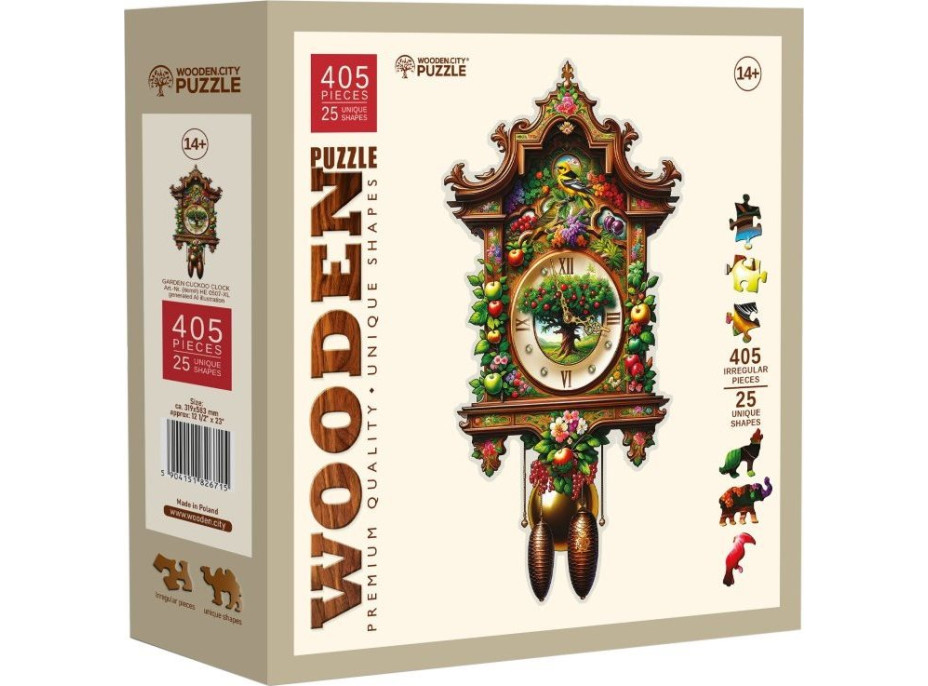 WOODEN CITY Drevené puzzle Hodiny kukučky 405 dielikov