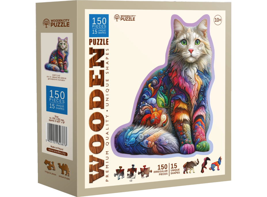 WOODEN CITY Drevené puzzle Jemná mačka 150 dielikov