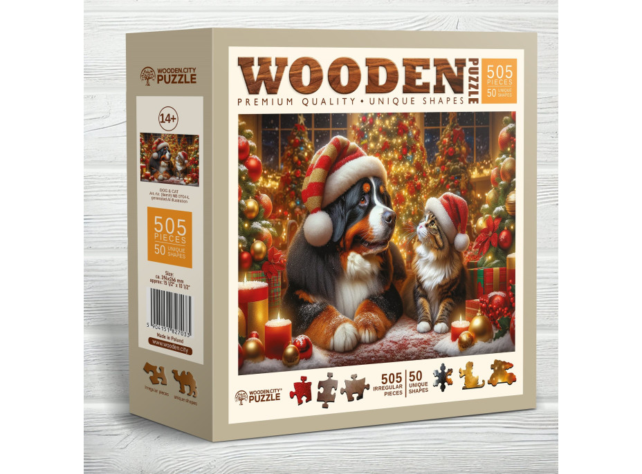 WOODEN CITY Drevené puzzle Mačka a pes 505 dielikov