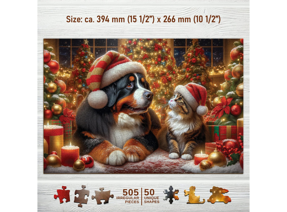 WOODEN CITY Drevené puzzle Mačka a pes 505 dielikov