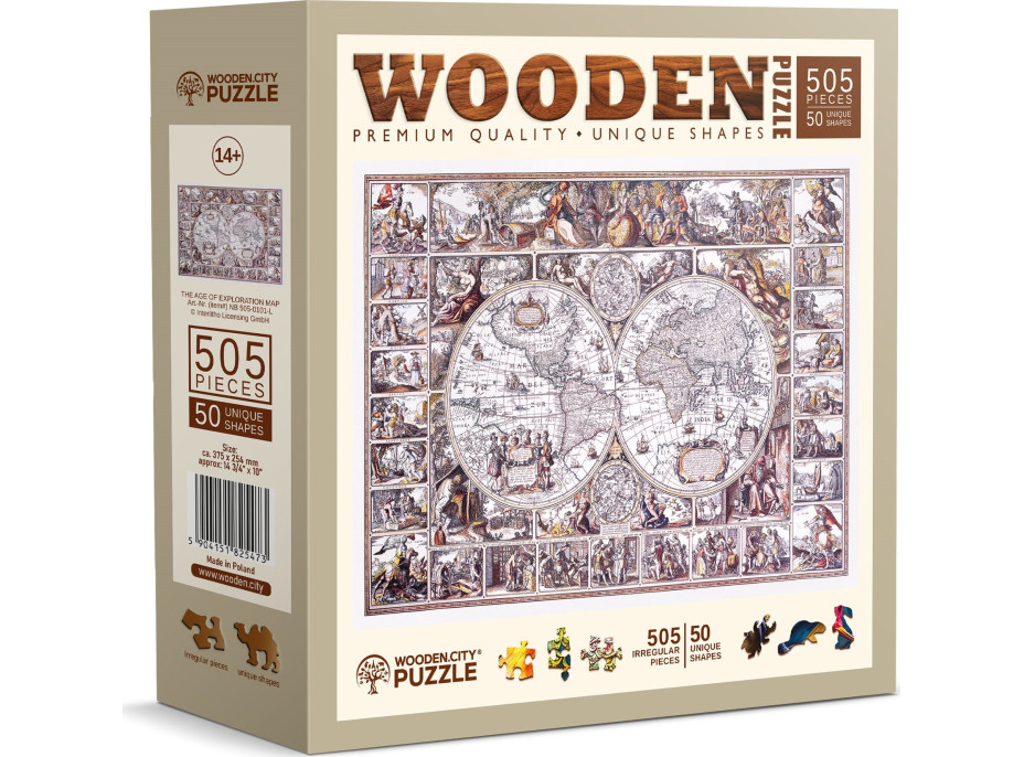 WOODEN CITY Drevené puzzle Mapa doby objavov 505 dielikov