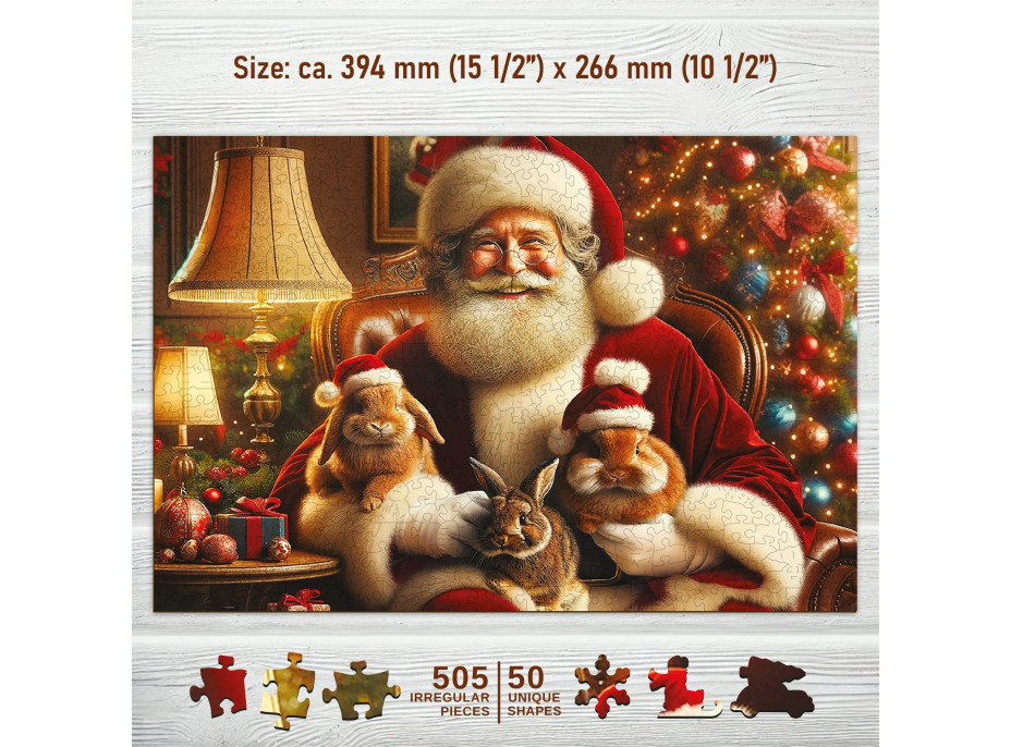 WOODEN CITY Drevené puzzle Santove zajačiky 505 dielikov