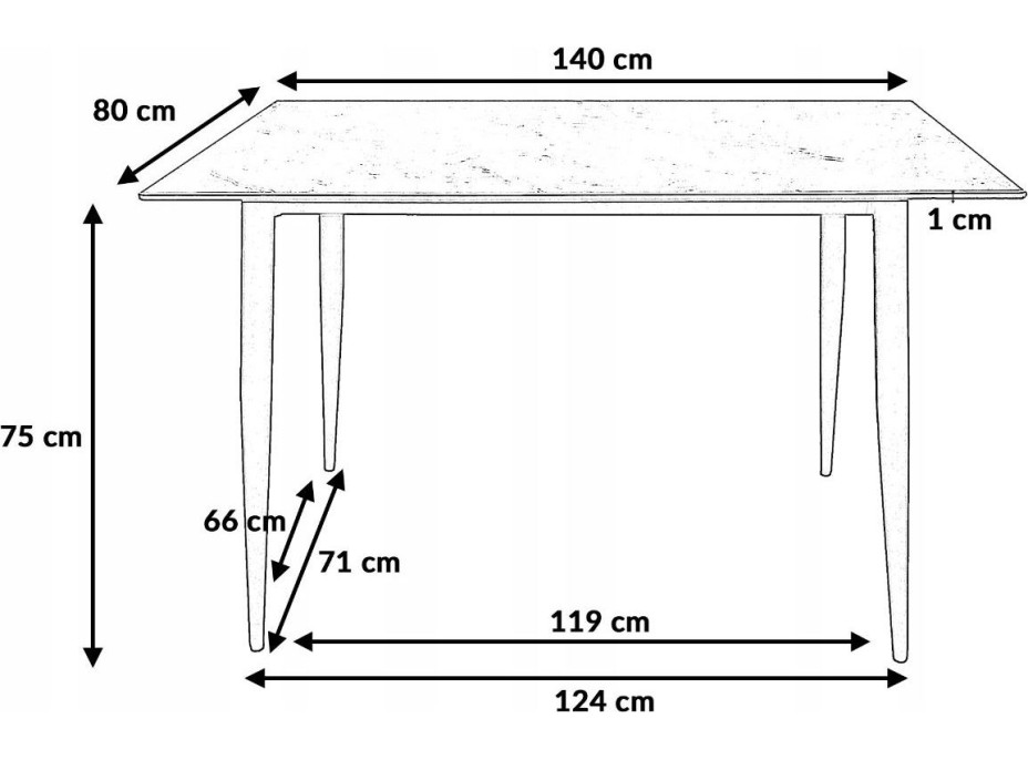 Jedálenský stôl MARQUISE 140x80x75 cm - šedý