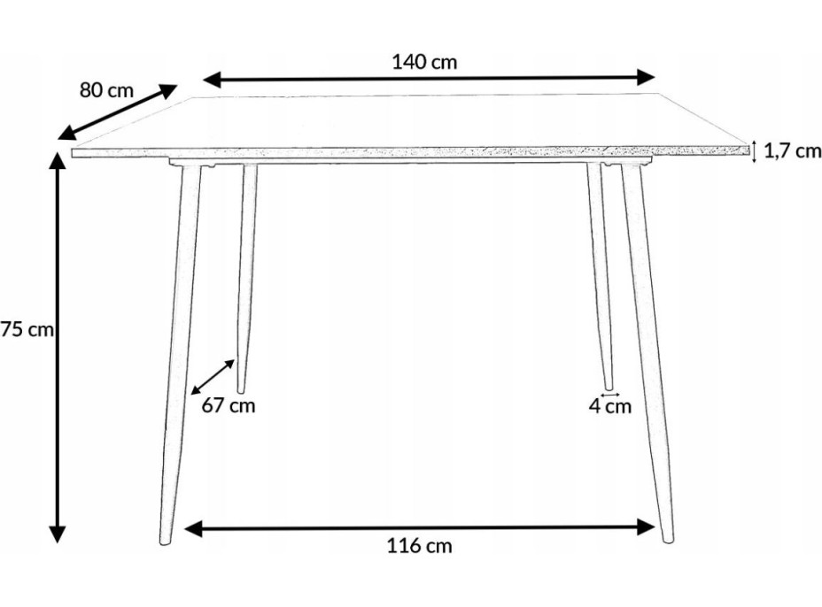 Jedálenský stôl IVO 140x80x75 cm - imitácia betónu