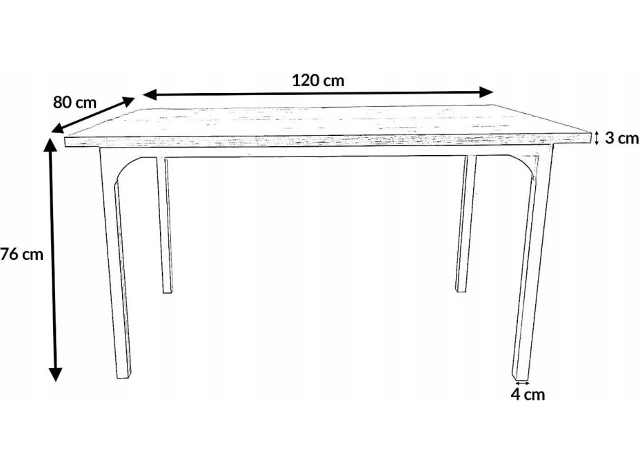 Jedálenský stôl VITO 120x80x76 cm - dub Versailles