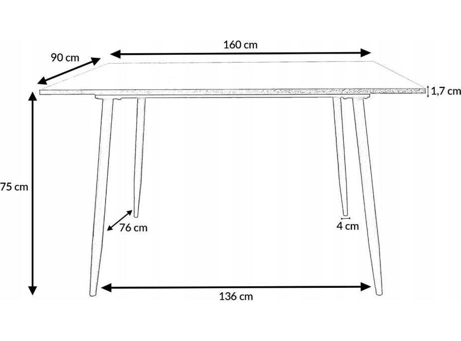 Jedálenský stôl IVO 160x90x75 cm - dub