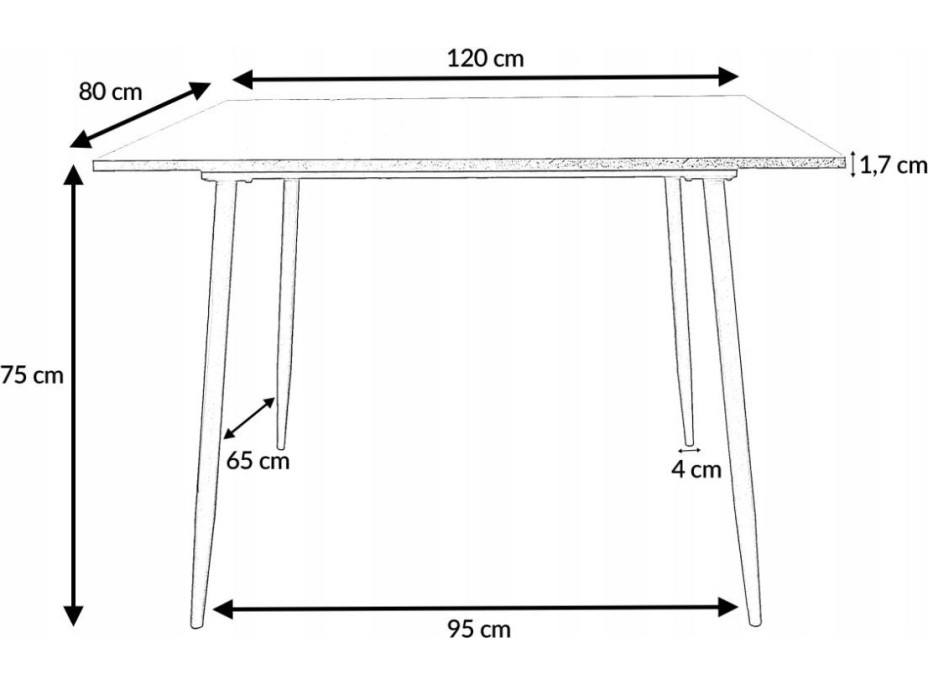 Jedálenský stôl IVO 120x80x75 cm - dub sonoma