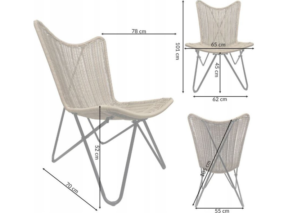 Záhradné ratanové kreslo RIMINI 66x83x101 cm - prírodné