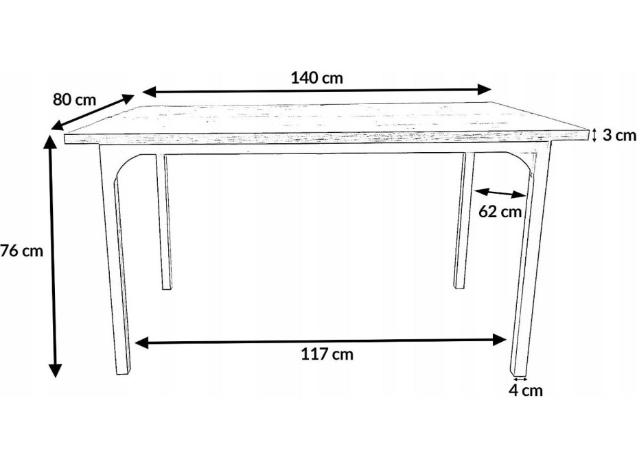 Jedálenský stôl VITO 140x80x76 cm - dub Versailles