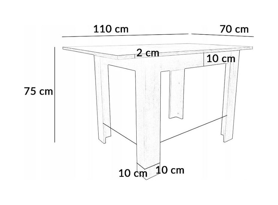 Jedálenský stôl ADAM 110x70x75 cm - dub