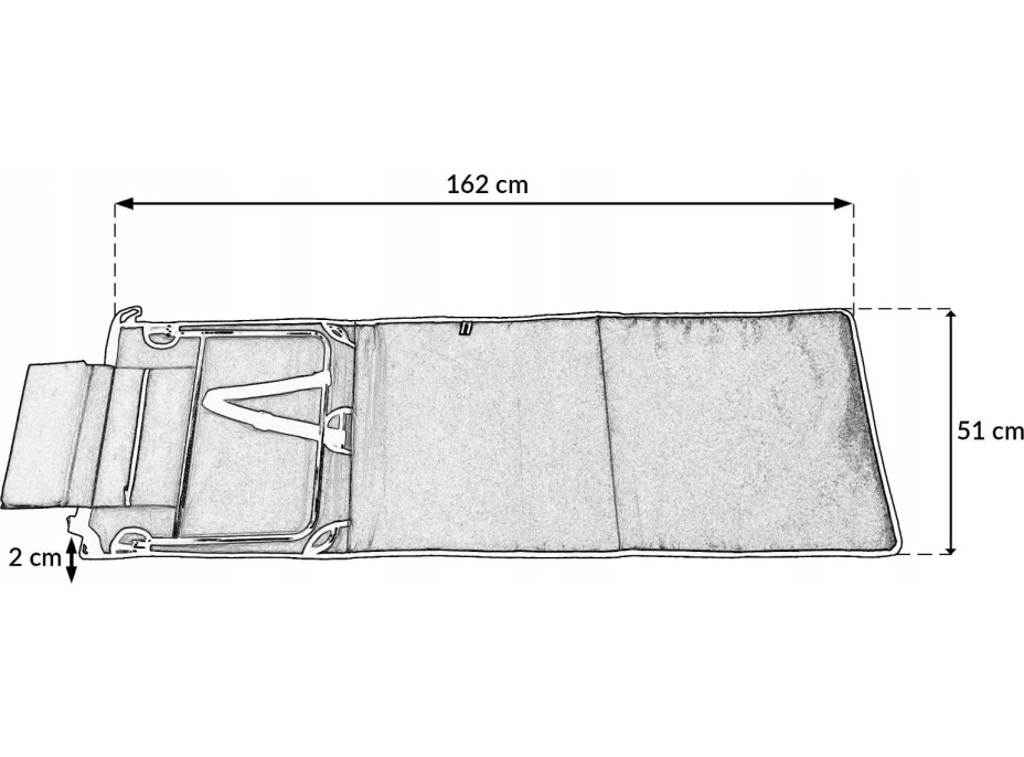 Skladacia plážová podložka s vankúšom 160x51x2 cm - šedá