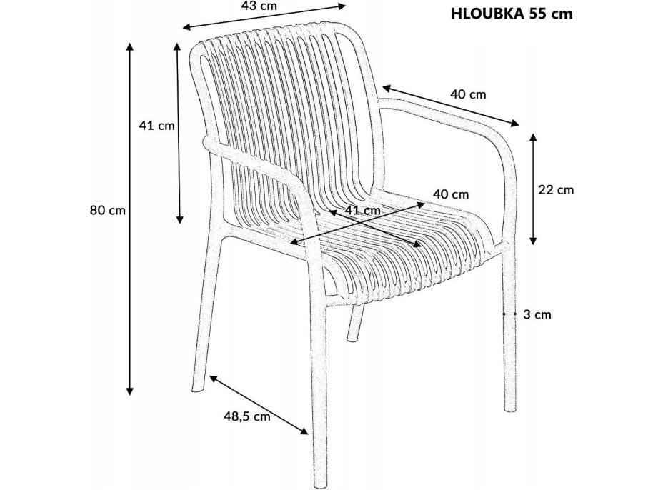 Záhradná plastová stolička ANRIC - šedá