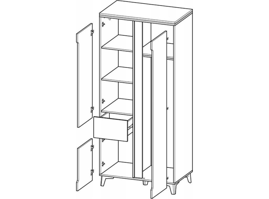 Šatníková skriňa GAPPA GA1 - jaseň horský/biela