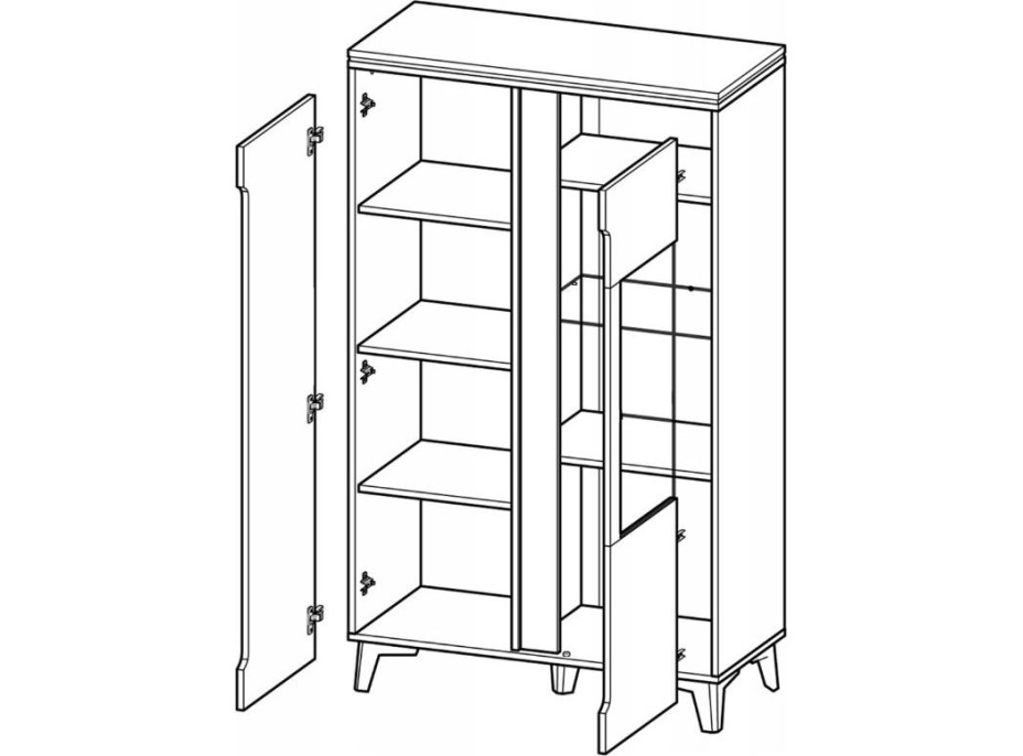 Regál s vitrínou GAPPA GA5 - jaseň horský/fresco