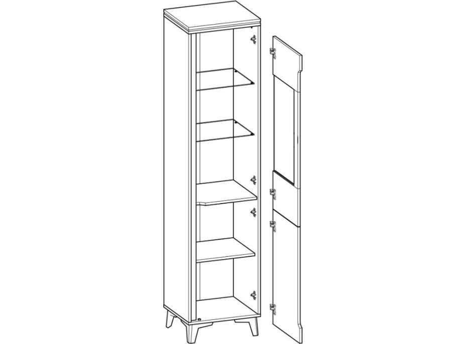 Regál s vitrínou GAPPA GA4 - jaseň horský/biela