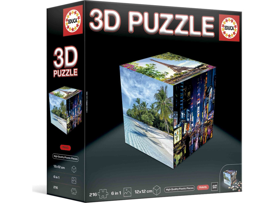 EDUCA 3D Puzzle kocka Cestovanie 216 dielikov