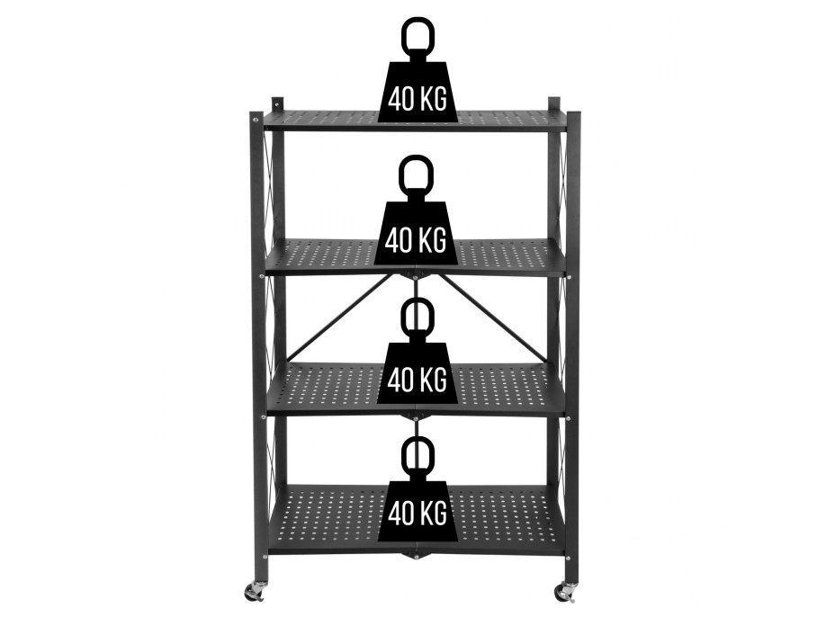 Skladací regál GESTEL - 4 police - čierny