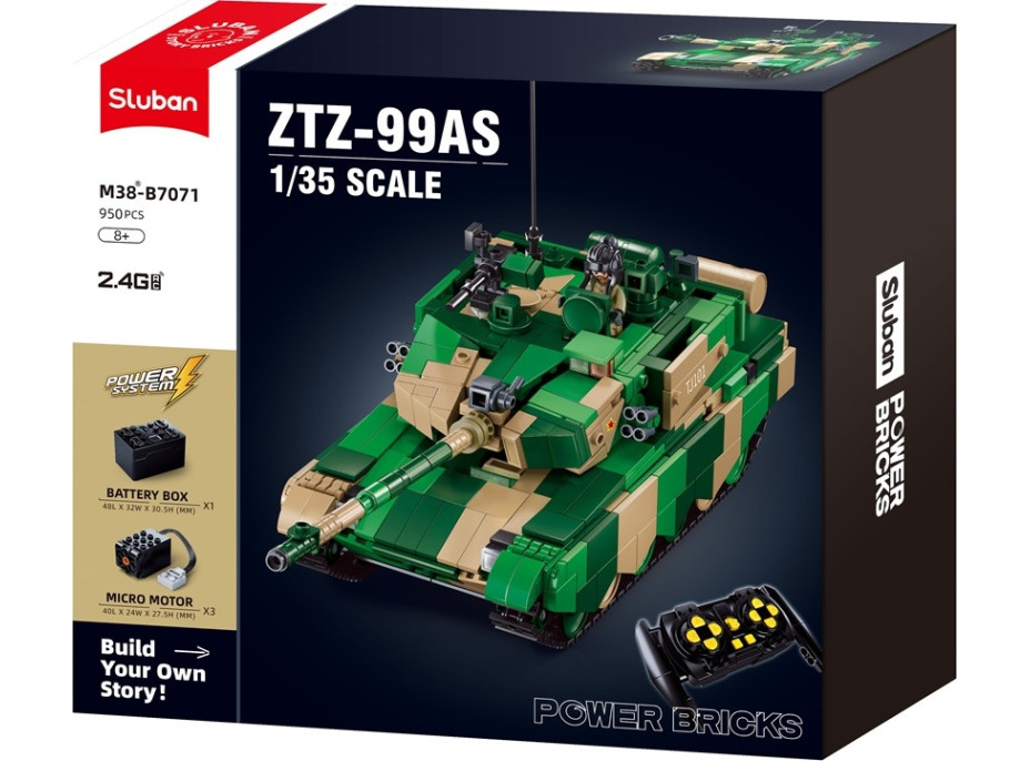 Sluban Power Bricks M38-B7071 R/C ZTZ-99AS Tank na diaľkové ovládanie