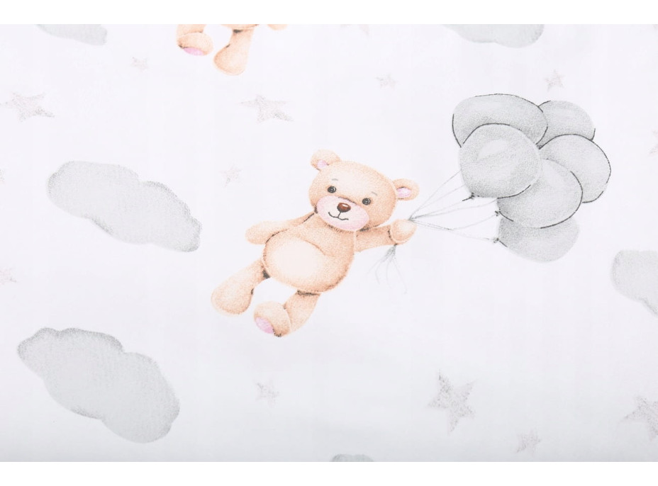 Detské bavlnené obliečky do postieľky 120x90 cm BABYMAM PREMIUM - Medvedík v oblakoch