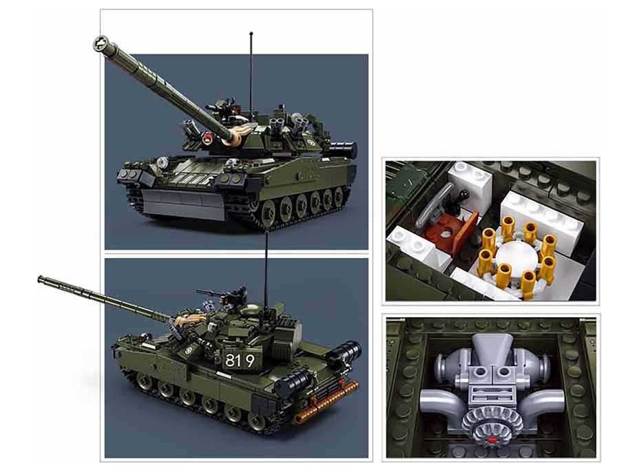 Sluban Model Bricks M38-B1178 Hlavný bojový tank T-80 2 v 1 v mierke 1:35