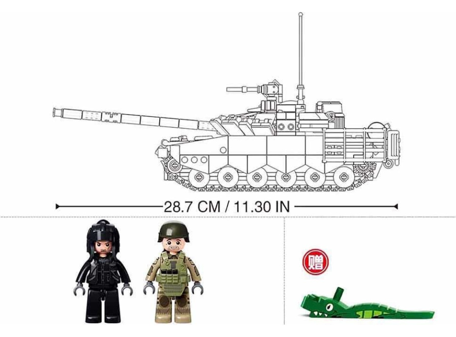 Sluban Model Bricks M38-B1178 Hlavný bojový tank T-80 2 v 1 v mierke 1:35