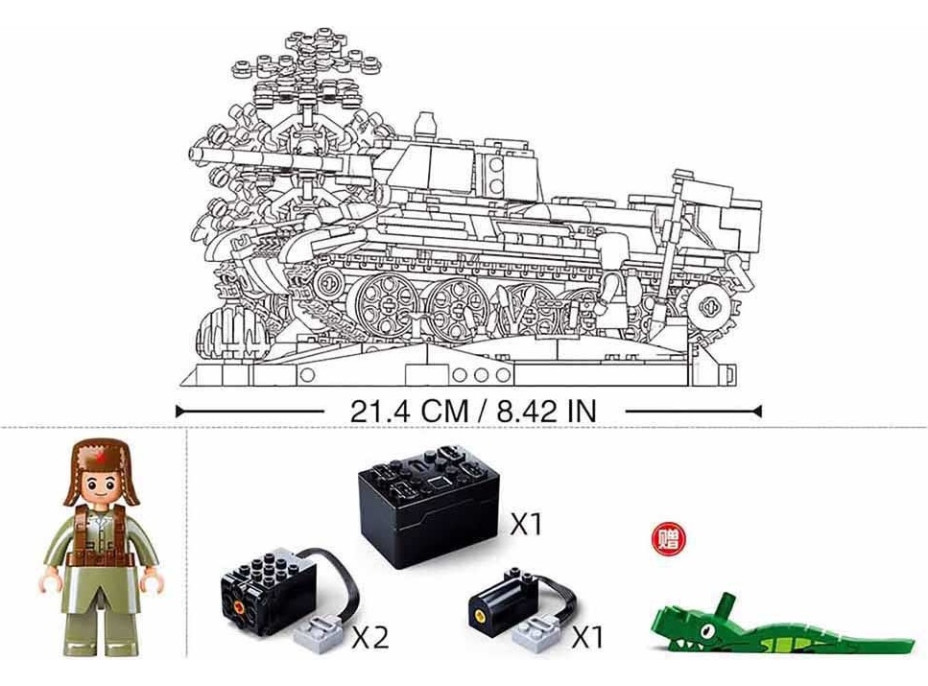 Sluban Power Bricks M38-B7072 R/C T34/76 (1942) Tank na diaľkové ovládanie