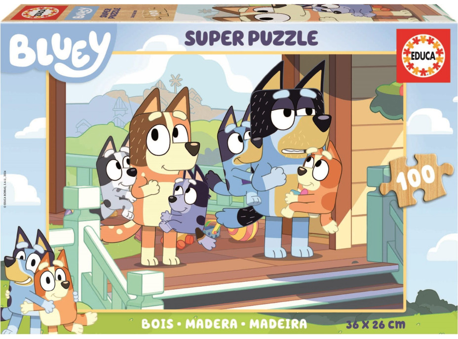 EDUCA Drevené puzzle Bluey 100 dielikov