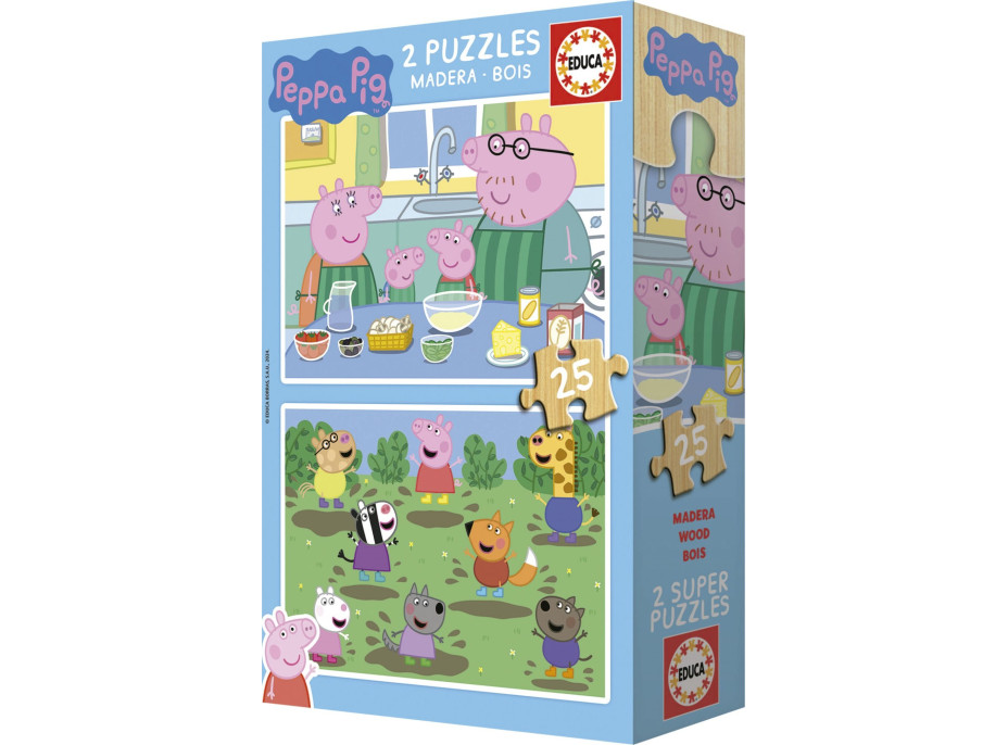 EDUCA Drevené puzzle Prasiatko Peppa 2x25 dielikov