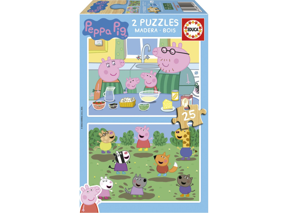 EDUCA Drevené puzzle Prasiatko Peppa 2x25 dielikov