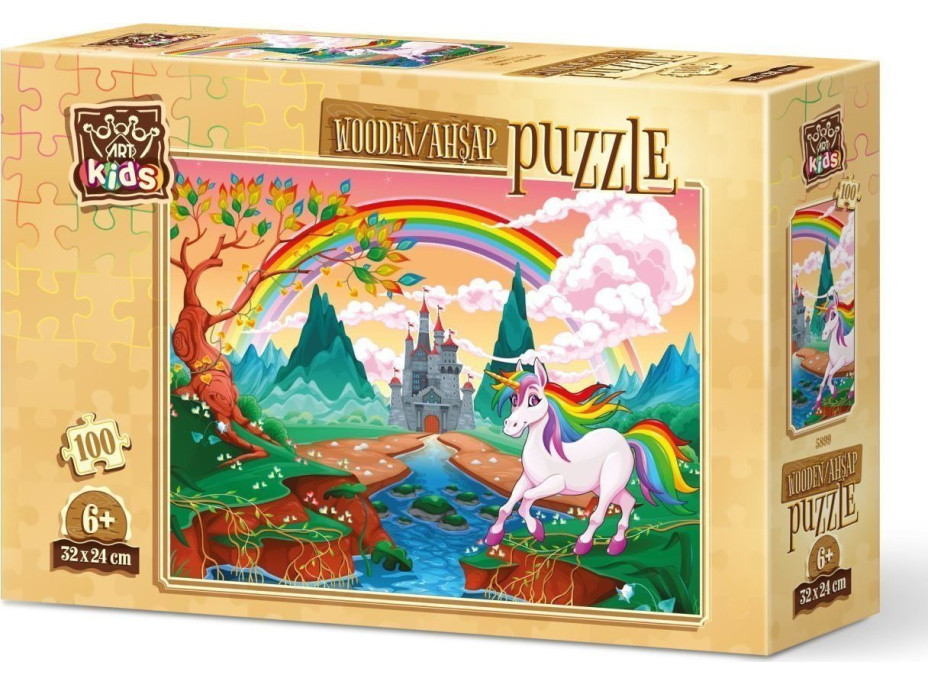 ART PUZZLE Drevené puzzle Dúhový jednorožec 100 dielikov