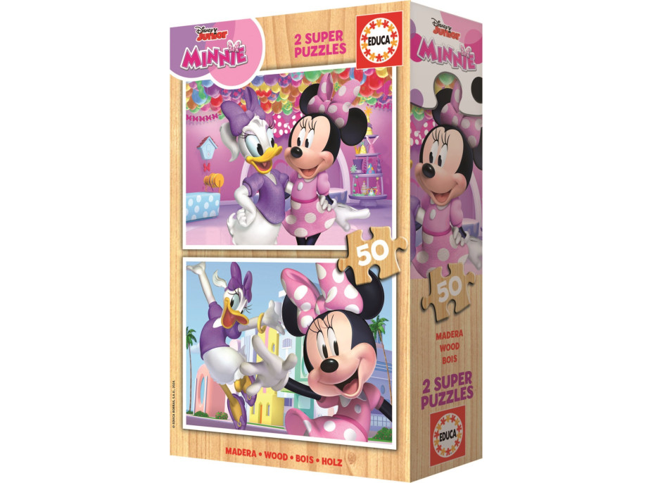 EDUCA Drevené puzzle Minnie a Daisy 2x50 dielikov