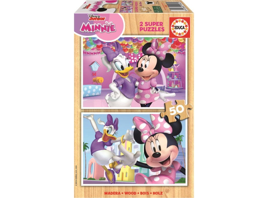 EDUCA Drevené puzzle Minnie a Daisy 2x50 dielikov