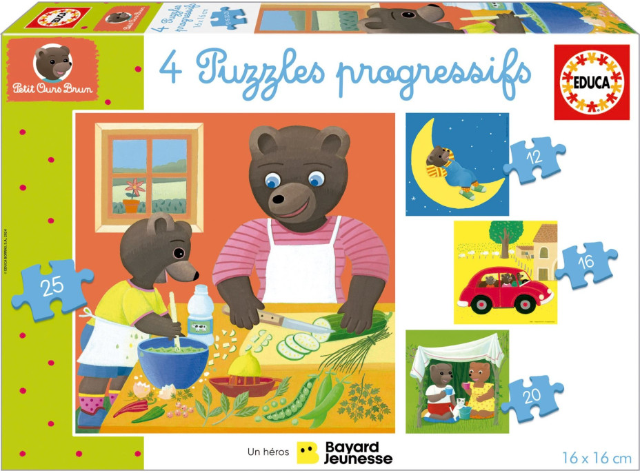 EDUCA Puzzle Petit Ours Brun 4v1 (12,16,20,25 dielikov)