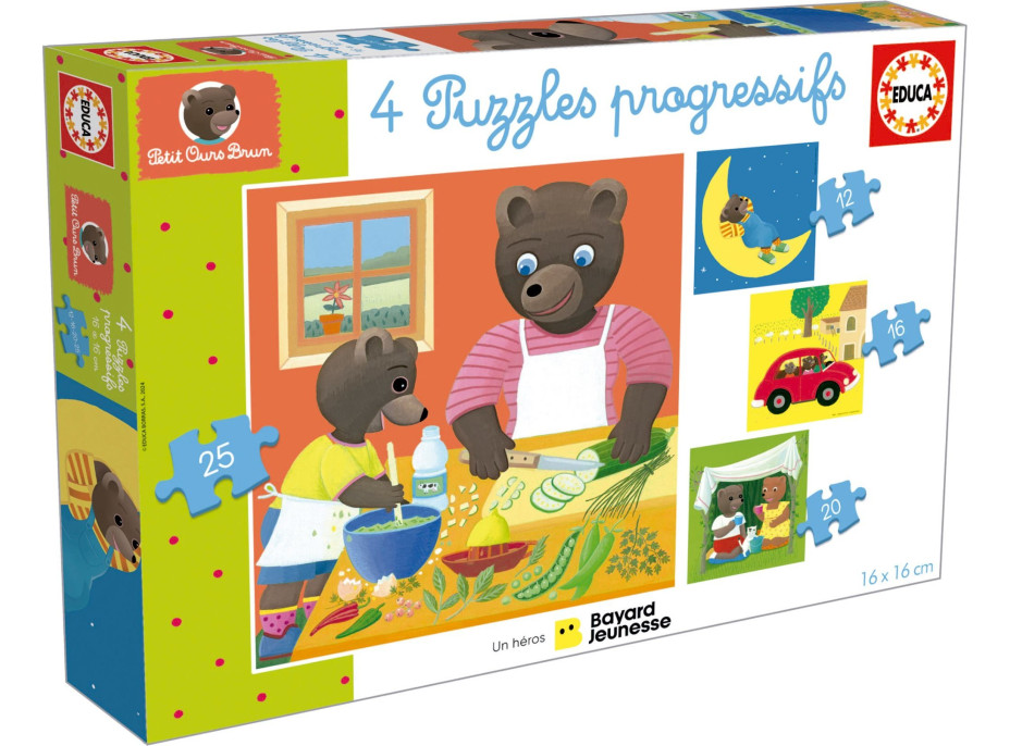 EDUCA Puzzle Petit Ours Brun 4v1 (12,16,20,25 dielikov)