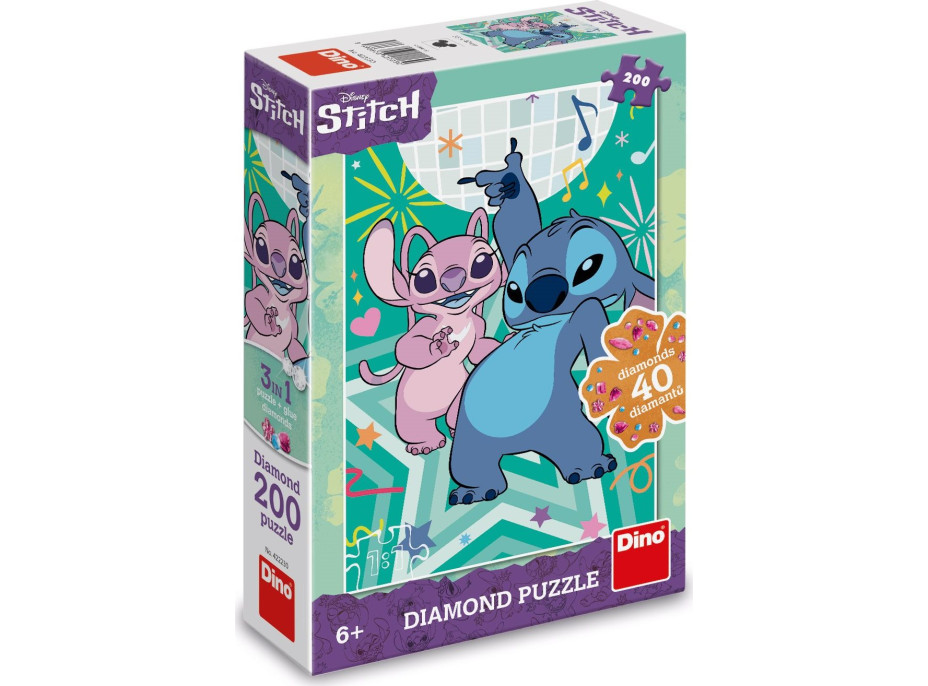 DINO Puzzle s drahokamami Stitch 200 dielikov