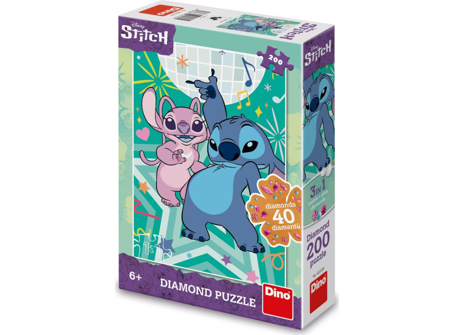 DINO Puzzle s drahokamami Stitch 200 dielikov